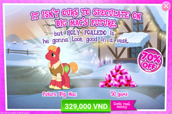 Size: 1555x1031 | Tagged: safe, gameloft, big macintosh, earth pony, pony, g4, official, the last problem, advertisement, costs real money, crack is cheaper, gem, introduction card, older, older big macintosh