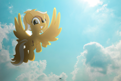 Size: 1600x1067 | Tagged: safe, artist:potato22, oc, oc only, oc:mareota, pony, backlighting, cloud, flying, solo