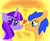 Size: 1011x828 | Tagged: safe, artist:kittycatrittycat, flash sentry, twilight sparkle, alicorn, pegasus, pony, comic:soarin to the rainbow, g4, duo, female, heart, male, old art, ship:flashlight, shipping, straight