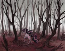 Size: 2560x2027 | Tagged: safe, artist:weird--fish, twilight sparkle, pony, unicorn, g4, female, forest, high res, looking back, solo, unicorn twilight