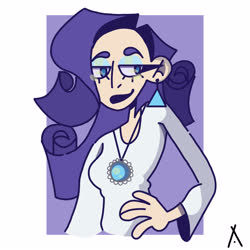 Size: 3000x3000 | Tagged: safe, artist:criatffit, rarity, human, g4, alternate hairstyle, bushy brows, clothes, ear piercing, earring, eyeshadow, female, high res, humanized, jewelry, lipstick, makeup, necklace, piercing, shirt, solo, thick eyebrows