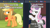 Size: 446x250 | Tagged: safe, edit, edited screencap, screencap, applejack, sweetie belle, earth pony, pony, unicorn, derpibooru, g4, angry, bedroom eyes, bipedal, butt, caption, image macro, juxtaposition, meta, plot, text