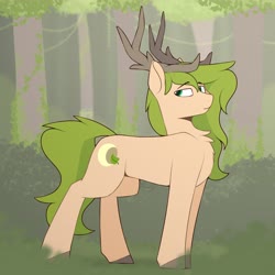 Size: 4093x4093 | Tagged: safe, artist:renderpoint, oc, oc only, deer, deer pony, original species, pony, absurd resolution, antlers, long mane, male, solo, stallion