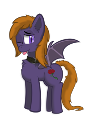 Size: 4398x6219 | Tagged: safe, artist:speedrunnerg55, oc, oc:lunar-rose, bat pony, :p, bat pony oc, bat wings, collar, eyebrows, simple background, tongue out, transparent background, wings