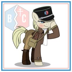 Size: 1024x1024 | Tagged: safe, artist:brony-works, earth pony, pony, clothes, cosplay, costume, female, girls und panzer, mare, solo, uniform
