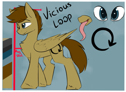 Size: 2209x1621 | Tagged: safe, artist:beardie, oc, oc only, oc:vicious loop, pegasus, pony, cutie mark, long tongue, male, reference sheet, stallion, tongue out