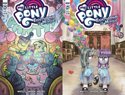 Size: 2636x2000 | Tagged: safe, artist:caseycoller, artist:kate sherron, artist:sararichard, idw, marble pie, maud pie, pinkie pie, earth pony, pony, g4, spoiler:comic86, comic, comic cover, high res, the shining, writer:jeremy whitley, writer:mary kenney