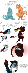 Size: 978x2510 | Tagged: safe, artist:blackblood-queen, oc, oc only, oc:annie belle, oc:daniel dasher, dracony, hybrid, pegasus, unicorn, anthro, unguligrade anthro, angry, anthro oc, brother and sister, comic, crying, dialogue, digital art, female, grumpy, jealous, jogging, male, mare, pale belly, siblings, stallion, workout outfit
