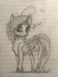 Size: 678x904 | Tagged: safe, artist:miokomata, oc, oc only, oc:dazzling talents, alicorn, pony, alicorn oc, female, horn, lined paper, looking at you, magic, mare, simple background, sketch, telekinesis, traditional art