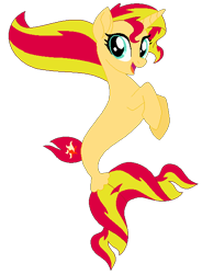 Size: 468x637 | Tagged: safe, artist:selenaede, artist:user15432, sunset shimmer, sea pony, seapony (g4), unicorn, g4, my little pony: the movie, spoiler:my little pony the movie, base used, cute, female, fins, not fiery shimmer, seaponified, seapony sunset, shimmerbetes, simple background, solo, species swap, transparent background