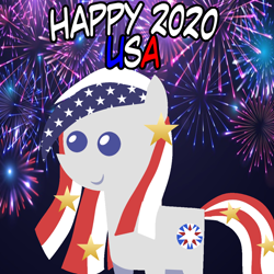Size: 960x960 | Tagged: safe, artist:archooves, oc, oc only, oc:star spangled, earth pony, pony, 2020, female, fireworks, happy new year, holiday, mare, nation ponies, pointy ponies, ponified, smiling, solo, united states