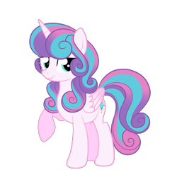 Size: 5000x5000 | Tagged: safe, artist:squipycheetah, princess flurry heart, alicorn, pony, g4, colored wings, cute, female, flurrybetes, happy, looking back, mare, older, older flurry heart, raised hoof, simple background, smiling, solo, transparent background, vector, wings