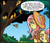 Size: 671x577 | Tagged: safe, artist:brenda hickey, idw, official comic, fluttershy, bird, pegasus, pony, g4, spoiler:comic, spoiler:comic24, animal, butt, cropped, female, flock, flying, goldfinch, hat, mare, plot, saddle bag, speech bubble, tree