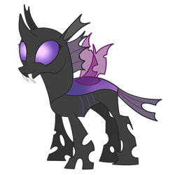 Size: 5000x5000 | Tagged: safe, artist:squipycheetah, oc, oc only, oc:tagma, changeling, changeling oc, cute, cuteling, fangs, female, freckles, happy, purple changeling, simple background, smiling, solo, spread wings, transparent background, wings