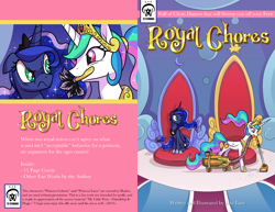 Size: 2652x2048 | Tagged: safe, artist:docwario, princess celestia, princess luna, alicorn, pony, comic:royal chores, g4, alternate hairstyle, digital art, duo, duster, female, high res, mare, mouth hold, ponytail, royal sisters, vacuum cleaner