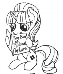 Size: 1280x1503 | Tagged: safe, artist:ewoudcponies, starlight glimmer, pony, unicorn, g4, black and white, book, equal cutie mark, female, grayscale, monochrome, s5 starlight, smiling, solo, traditional art