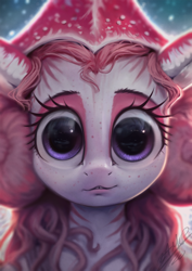 Size: 850x1200 | Tagged: safe, artist:assasinmonkey, oc, oc only, oc:nautila, nautilus, nautilus pony, anthro, bust, creepy, cute, digital painting, female, i can see forever, oh god the eyes, solo, tentacles, uncanny valley