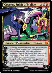Size: 375x523 | Tagged: safe, artist:andypriceart, edit, idw, cosmos, spoiler:comic, spoiler:comic77, ccg, cosmageddon, fusion, horn, magic the gathering, multiple horns, trading card, trading card edit