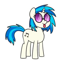 Size: 727x721 | Tagged: safe, artist:handgunboi, dj pon-3, vinyl scratch, pony, unicorn, g4, :p, female, glasses, simple background, solo, tongue out, white background