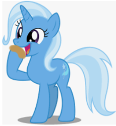 Size: 250x272 | Tagged: safe, artist:dashiesparkle edit, color edit, edit, editor:silverstreamfan999, trixie, pony, unicorn, g4, colored, dirt, food, licking, licking peanut butter, likes, not sure if this is peanut butter, open mouth, peanut butter, raised hoof, shadow, that pony sure does love peanut butter, tongue out