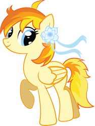 Size: 1644x2181 | Tagged: artist needed, safe, oc, oc only, oc:sunflower bloom, oc:向阳花, pony, female, mare, mascot, raised hoof, simple background, skyblue ribbon, smiling, solo, transparent background