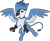 Size: 2279x1884 | Tagged: safe, artist:lux, derpibooru exclusive, oc, oc only, oc:lafiri, bird, blue jay, griffon, 2020 community collab, derpibooru community collaboration, bluejay griffon, flying, griffon oc, looking down, male, simple background, solo, transparent background