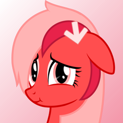 Size: 1871x1871 | Tagged: safe, artist:arifproject, oc, oc only, oc:downvote, pony, derpibooru, g4, bust, cute, derpibooru ponified, gradient background, looking at you, meta, ponified, solo, vector