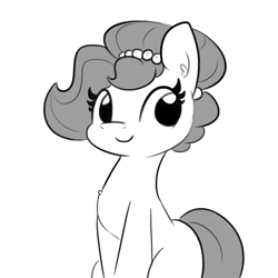 Size: 1080x1080 | Tagged: safe, artist:tjpones, oc, oc only, oc:brownie bun, earth pony, pony, female, grayscale, mare, monochrome, simple background, solo, white background