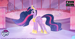 Size: 960x504 | Tagged: safe, gameloft, twilight sparkle, alicorn, pony, g4, official, the last problem, crown, facebook, female, jewelry, mare, my little pony logo, older, older twilight, older twilight sparkle (alicorn), princess twilight 2.0, regalia, solo, twilight sparkle (alicorn)