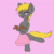 Size: 600x600 | Tagged: safe, artist:queen-razlad, oc, oc:trestle, pony, animated, apron, bipedal, clothes, cute, eyes closed, food, frame by frame, gif, happy, muffin, naked apron, pink apron, smiling, spin