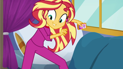 Size: 1920x1080 | Tagged: safe, screencap, sunset shimmer, equestria girls, equestria girls specials, g4, my little pony equestria girls: better together, my little pony equestria girls: sunset's backstage pass, clothes, female, pajamas, solo