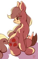 Size: 1248x1952 | Tagged: safe, artist:tohupo, applejack, earth pony, pony, g4, applejack's hat, cowboy hat, female, hat, mare, simple background, sitting, solo, white background