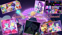 Size: 3840x2160 | Tagged: safe, edit, edited screencap, screencap, adagio dazzle, applejack, aria blaze, dirk thistleweed, fluttershy, kiwi lollipop, nolan north, pinkie pie, princess thunder guts, rainbow dash, rarity, sci-twi, sonata dusk, starlight glimmer, sunset shimmer, supernova zap, twilight sparkle, vignette valencia, alicorn, dog, eqg summertime shorts, equestria girls, equestria girls series, festival filters, g4, how to backstage, inclement leather, lost and pound, mirror magic, rainbow rocks, sunset's backstage pass!, spoiler:choose your own ending (season 2), spoiler:eqg series (season 2), spoiler:eqg specials, clothes, fanfic, fanfic art, fanfic cover, guitar, high res, humane five, humane seven, humane six, inclement leather: vignette valencia, lost and pound: spike, musical instrument, pajamas, phone, postcrush, puppy, the dazzlings