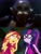 Size: 1920x2560 | Tagged: safe, edit, edited screencap, screencap, sci-twi, sunset shimmer, twilight sparkle, equestria girls, equestria girls series, g4, spring breakdown, spoiler:eqg series (season 2), candy the cat, claws, comparison, emil macko, five nights at candy's, five nights at freddy's, nightmare fuel, sharp teeth, shrunken pupils, sinister turmoil, teeth