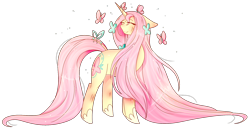 Size: 1812x938 | Tagged: safe, artist:angellightyt, fluttershy, butterfly, pony, unicorn, g4, butterfly on horn, female, fluttershy (g5 concept leak), g5 concept leak style, g5 concept leaks, horn, long mane, long tail, race swap, simple background, solo, transparent background, unicorn fluttershy