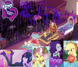 Size: 1788x1536 | Tagged: safe, edit, edited screencap, screencap, applejack, rarity, twilight sparkle, vignette valencia, equestria girls, equestria girls specials, g4, my little pony equestria girls: better together, my little pony equestria girls: legend of everfree, my little pony equestria girls: rollercoaster of friendship, the other side, clothes, dress, fanfic, fanfic art, fanfic cover, female, lesbian, parade, ship:rarijack, shipping