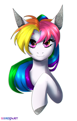 Size: 1600x2500 | Tagged: safe, artist:serodart, oc, oc only, earth pony, pony, bust, multicolored hair, ponified, rainbow hair, solo