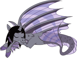 Size: 2547x1932 | Tagged: safe, artist:lightningbolt, derpibooru exclusive, siren, g4, .svg available, cloven hooves, curved horn, eyes closed, fangs, fins, fish tail, horn, kellin quinn, ponified, scales, show accurate, simple background, sleeping, sleeping with sirens, smiling, solo, svg, transparent background, vector