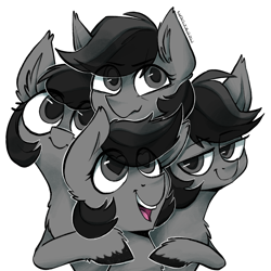 Size: 2048x2048 | Tagged: safe, artist:earthpone, oc, oc only, oc:grey matter, pony, bust, female, high res, mare, multeity, portrait, self ponidox, simple background, white background, wingding eyes