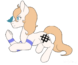 Size: 320x269 | Tagged: artist needed, safe, oc, oc only, oc:star north, butterfly, earth pony, pony, animated, blinking, female, full body, gif, mare, simple background, solo, tattoo, transparent background