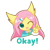 Size: 1000x1000 | Tagged: safe, artist:howxu, fluttershy, anthro, g4, cute, emoji, female, looking at you, one eye closed, reaction image, shyabetes, simple background, solo, transparent background