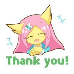 Size: 1000x1000 | Tagged: safe, artist:howxu, fluttershy, anthro, g4, cute, emoji, eyes closed, female, reaction image, shyabetes, simple background, solo, transparent background