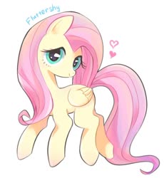 Size: 1112x1211 | Tagged: safe, artist:rannkiti15, fluttershy, pegasus, pony, g4, cute, female, heart, looking at you, mare, shyabetes, simple background, solo, white background