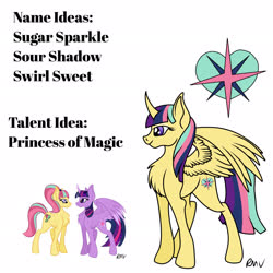 Size: 2048x2048 | Tagged: safe, artist:rmv-art, sour sweet, twilight sparkle, oc, alicorn, pony, g4, alicorn oc, high res, horn, magical lesbian spawn, offspring, parent:sour sweet, parent:twilight sparkle, parents:sourlight, twilight sparkle (alicorn)