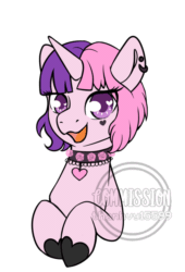 Size: 600x881 | Tagged: safe, artist:helithusvy, oc, oc only, oc:lukshana, pony, unicorn, animated, blinking, commission, female, gif, mare, open mouth, purple eyes, simple background, solo, white background, ych result