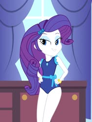 Size: 1536x2048 | Tagged: safe, artist:draymanor57, rarity, equestria girls, g4, clothes, female, hand on hip, leotard, one-piece swimsuit, solo, swimsuit