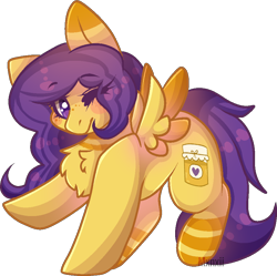Size: 890x885 | Tagged: source needed, useless source url, safe, artist:mxnxii, oc, oc only, oc:honeybloom (rigbythememe), pegasus, pony, chest fluff, female, mare, one eye closed, simple background, solo, transparent background