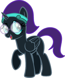 Size: 843x1016 | Tagged: safe, artist:anonymous, oc, oc only, oc:nyx, alicorn, pony, alicorn oc, base used, black fur, cute, female, filly, horn, ocbetes, purple hair, simple background, solo, transparent background, wings