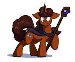 Size: 3294x2726 | Tagged: safe, artist:virmir, oc, oc only, oc:sierra woderose, pony, unicorn, cloak, clothes, female, high res, mare, ponified, simple background, solo, staff, transparent background