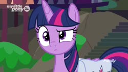 Size: 1920x1080 | Tagged: safe, screencap, twilight sparkle, alicorn, pony, g4, the point of no return, discovery family, discovery family logo, female, logo, mare, saddle bag, solo, twilight sparkle (alicorn)
